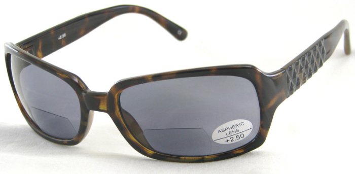 933RT-250 READING SUNGLASSES TINTED SUN READERS TORTOISE PLASTIC FRAME SMOKE LENSES +2.50 BIFOCAL