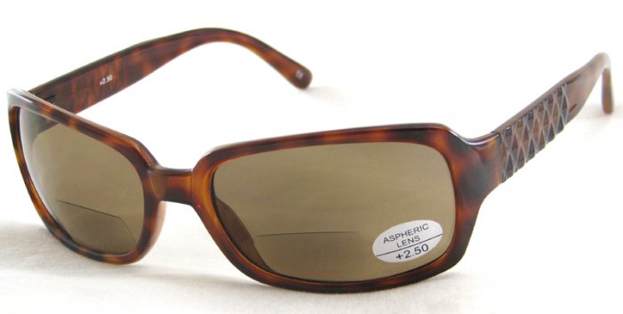 933RLST-250 READERS TINTED READING GLASSES - LEOPARD SPOTTED TORTOISE PLASTIC FRAME +2.50 BIFOCAL