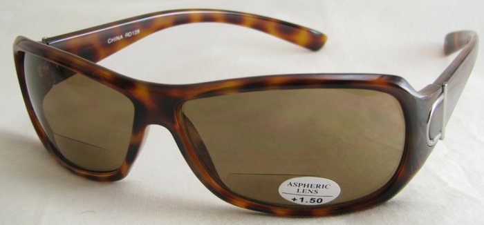 128RLST-150 TINTED READING SUNGLASSES READERS LEOPARD SPOTTED TORTOISE PLASTIC FRAME +1.50 BIFOCAL