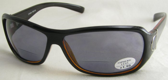 128RDB-150 TINTED READING GLASSES SUNGLASSES SUN READERS DARK BROWN PLASTIC FRAME +1.50 BIFOCAL