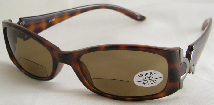 577RLST-150 TINTED READING GLASSES LEOPARD SPOT TORTOISE PLASTIC FRAME BROWN LENSES +1.50 BIFOCAL
