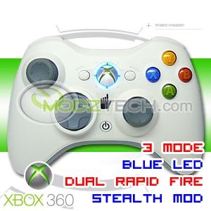 XBOX 360 3 MODE RAPID FIRE TURBO Wireless Controller (STEALTH MODDED) with BLUE LED Lights
