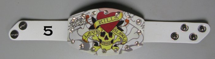 Ed Hardy Leather Bracelet (Love kills slowly) in WHITE