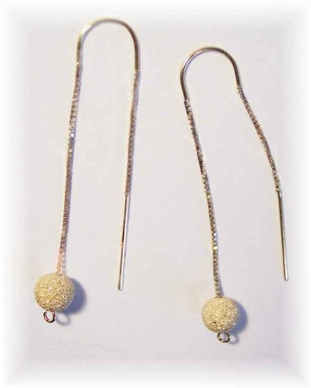 Laser shimmer ball drop 14k threader earrings. Versatile all year.