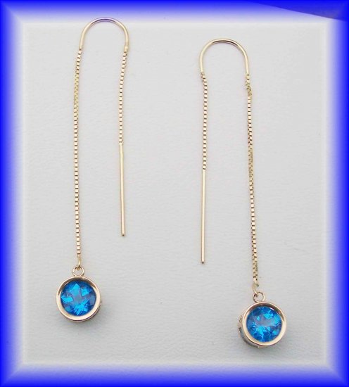Gemstone Threaders. 14k glacier blue earrings