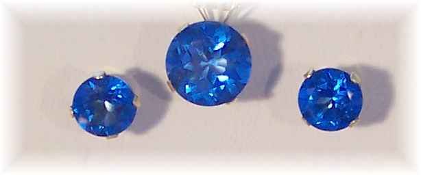Perfect GLACIER BLUE Topaz 14k 6mm stud earrings 8mm pendant