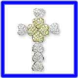 2-tone 18k gold and 1.31ct diamond CROSS PENDANT