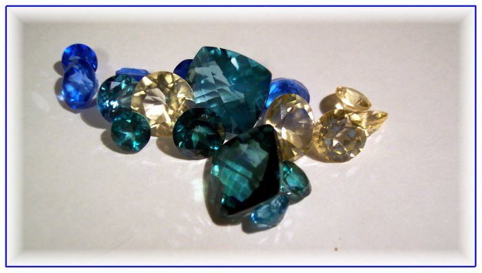 Loose topaz gemstones in blue green champagne CALIBRATED $2 per carat