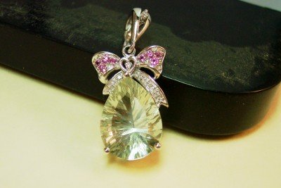 Huge Prasiolite Green Amethyst pink topaz pendant