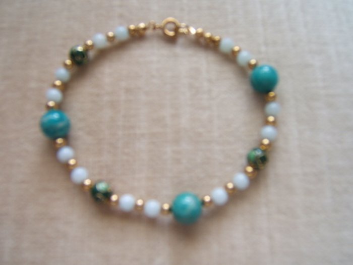 AMAZONITE & CLOISONNE BRACELET