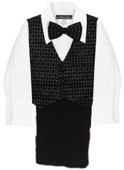 4 Pc Black Suite With Gold Dots