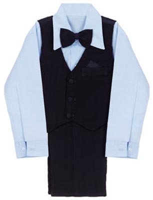 4 Pc Black Suit With Blue Shirt