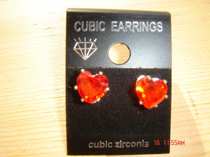 FREE Gift Bag Ruby Simulated Diamond Cubic Zirconia Sterling Silver Stud Post Earrings