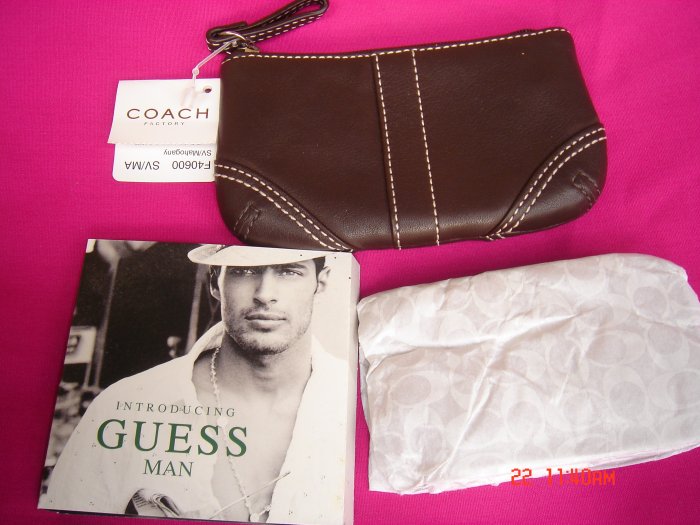NEW Authentic COACH Brown Leather Medium Skinny Coin Wallet bag