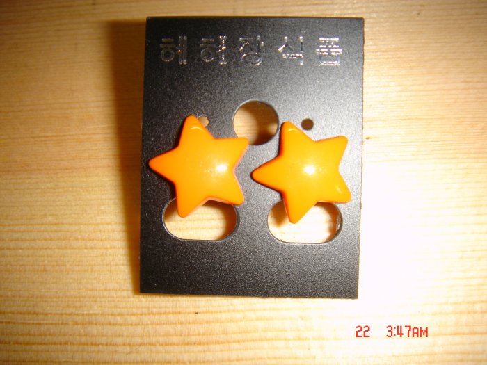 Fashion Korean Acrylic Orange STAR Studs Earrings ON SALE 2009**FREE SHIP