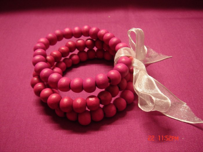 Latest Fashion 3 Wood Bead Bracelets on Ribbon set ON SALE 2009**