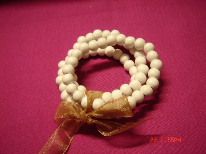 Latest Fashion 3 Wood Bead Bracelets on Ribbon set ON SALE 2009**