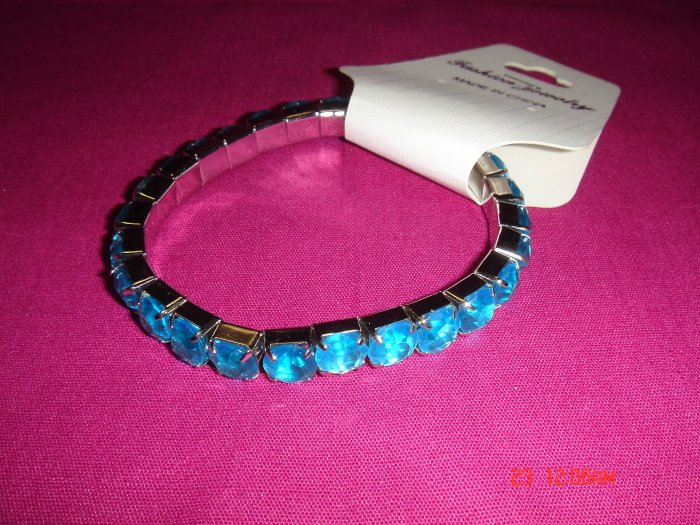 High Quality Light Blue Simulated Diamond Stretch Tennis Bracelet on Tag