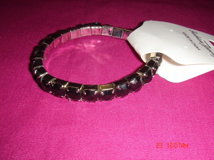 High Quality Black Simulated Diamond Stretch Tennis Bracelet on Tag