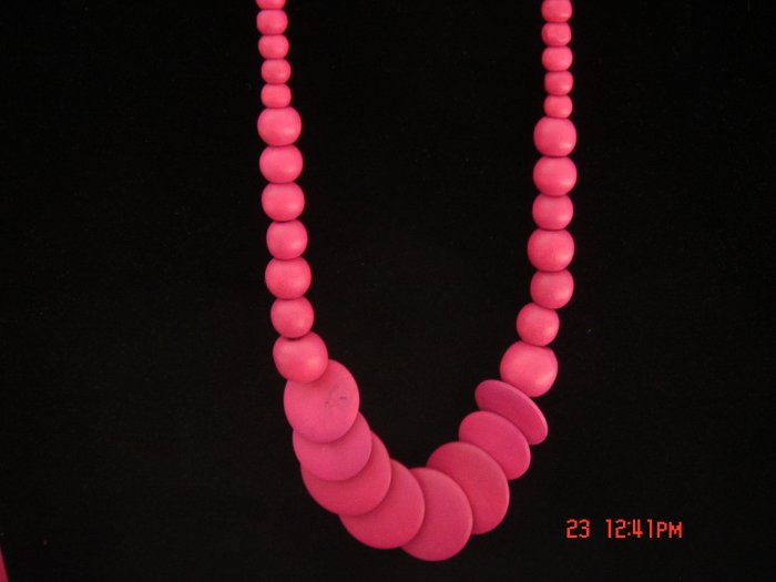 Promotional Price*Red Round Disk Wood Bead Necklace**FREE snowflake Paper Gift Bag