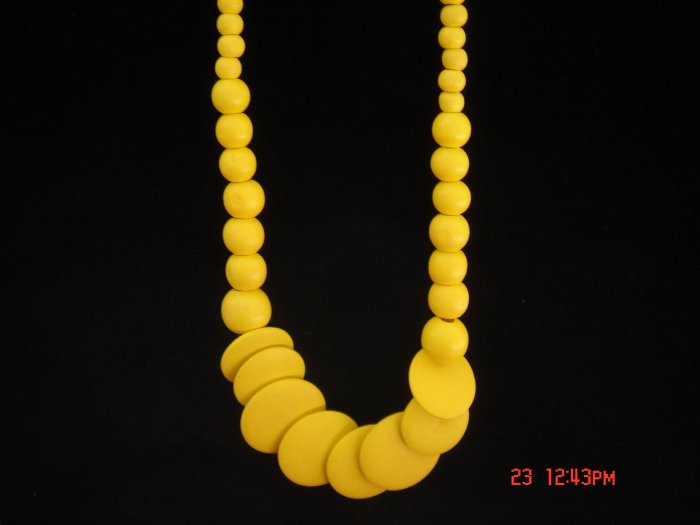 Promotional Price*YELLOW Round Disk Wood Bead Necklace**FREE snowflake Paper Gift Bag