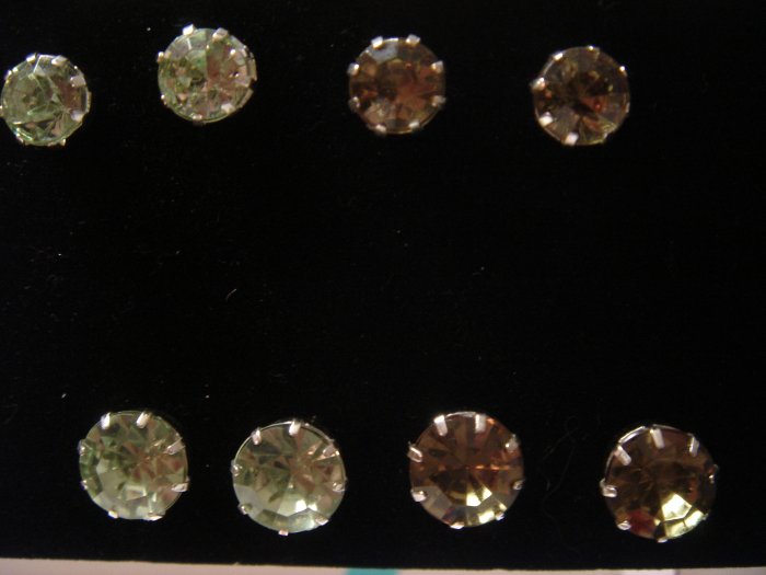 Gift SET 1 pair 9mm Rhinestone 925 Studs Earrings~choose color**FREE Silver Foil Gift Box