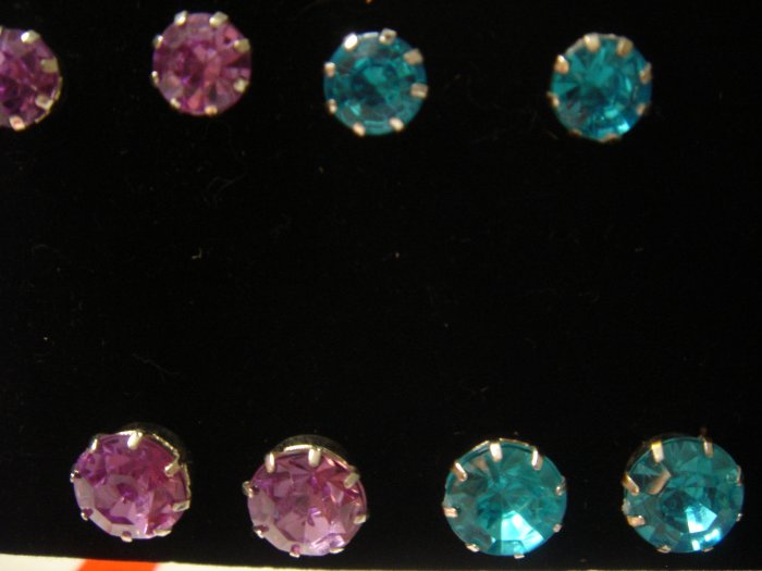 Molly 1 pair 9mm Rhinestone 925 Studs Earrings~choose color**FREE Silver Foil Gift Box and packaging