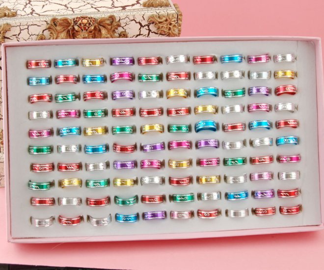 50 Alloy Metal Color ASSORTED Ring 16-19mm FREE 10 Silver Gift Box