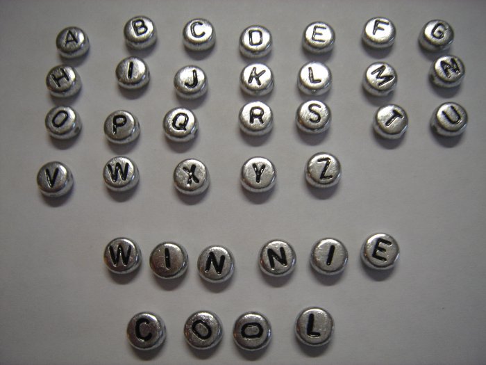 26 Wholesale Alphabet Silver Drilled Beads (A-Z) Uppercase Capital Letter**DIY Findings, Handcrafted