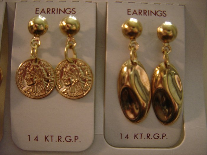 1 Pair Korea 14Kt R.G.P Gold Dangle Earrings Gift Set**FREE ship