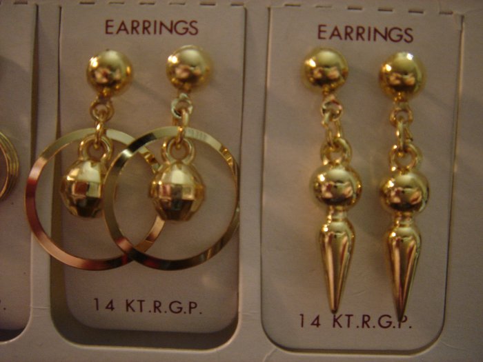 1 Pair Korea 14Kt R.G.P Gold Dangle Earrings Gift Set**