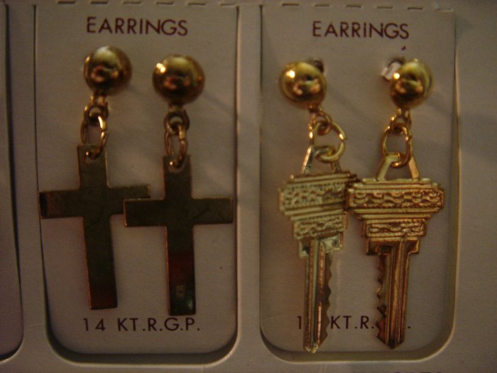 2 Pair Korea 14Kt R.G.P Gold Dangle Earrings Gift Set**FREE Gift Box