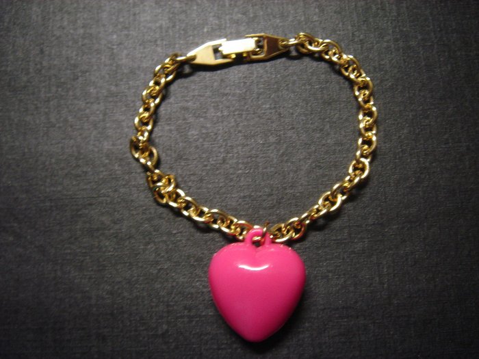 Pink Heart LOVE Gold-Plated Bracelet on Card~ON SALE