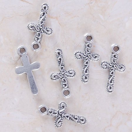 20 Antique Silver Crucifix Cross charms Pendant* DIY Handcrafted Necklace, Earrings, Bracelet