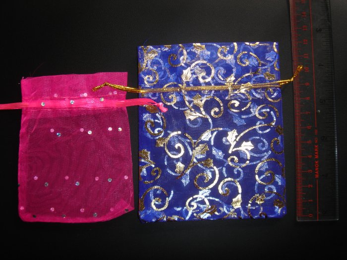 Lot of 2 Candy Gift Organza Pouch, Pink and Blue