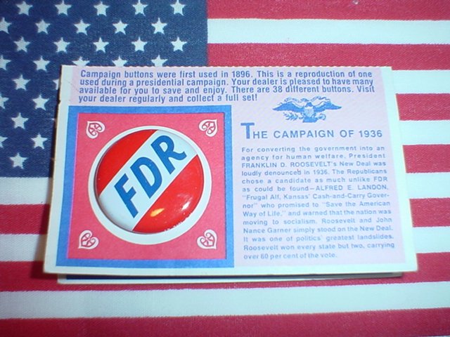 President Franklin Delano Roosevelt FDR Campaign Pin Reproduction 1936