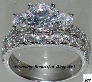 3.75 CT MAGNIFICENT ENGAGEMENT RING SET * Size 7 * NEW*