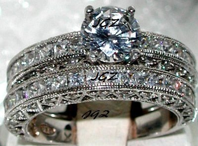 3.0+ CT VICTORIAN ANTIQUE ENGAGEMENT RING SET Sz 7 * NEW *