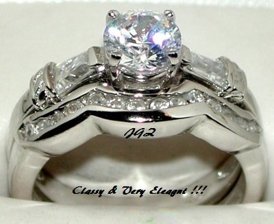 Engagement/Wedding Ring set * 1.5 CT Brilliant cut * SZ 5,6,7,8,9 *