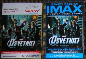 2 IMAX Movie PROGRAMS + TICKET Stub Croatia THE AVENGERS promo