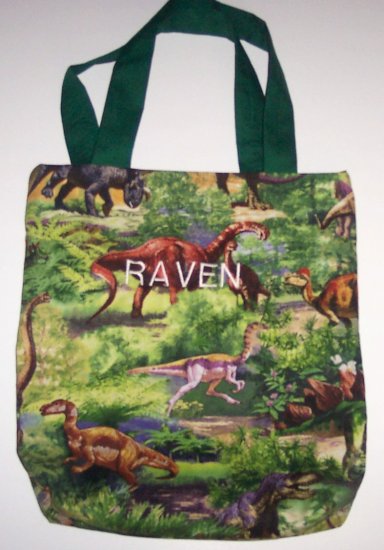 PERSONALIZED tote book bag - DINOSAURS