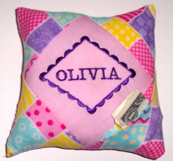 PERSONALIZED tooth fairy pillow BOUTIQUE PINK