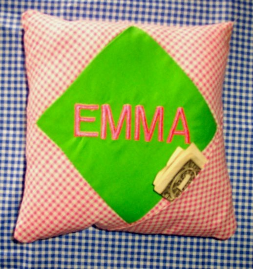 PERSONALIZED tooth fairy pillow GINGHAM FOR A BOY OR GIRL