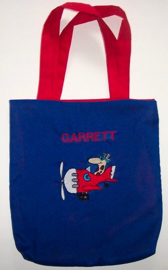PERSONALIZED tote book school bag AIRPLANE