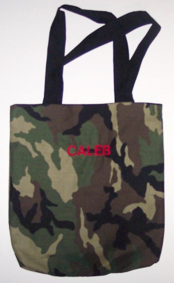 PERSONALIZED tote book bag CAMOUFLAGE