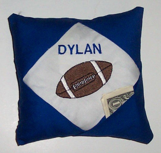 PERSONALIZED tooth fairy pillow for a FOOTBALL FAN