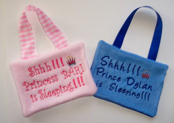 PERSONALIZED EMBROIDERED door hanger for the sleeping prince!