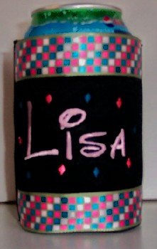 Personalized Embroidered Koozie Can Beverage Holder - Black