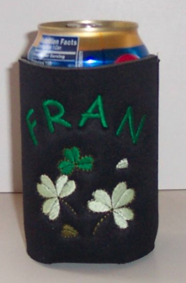 PERSONALIZED EMBROIDERED Koozie Cover - Irish Shamrock design!