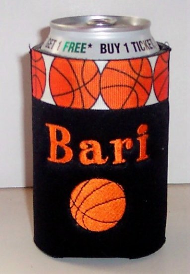 PERSONALIZED EMBROIDERED Koozie Can Soda Cover - BASKETBALL!